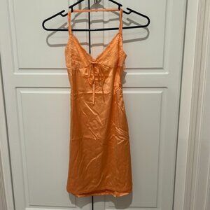 Goatwigs Enchanted Haven Satin Mini Dress Mango (XS)